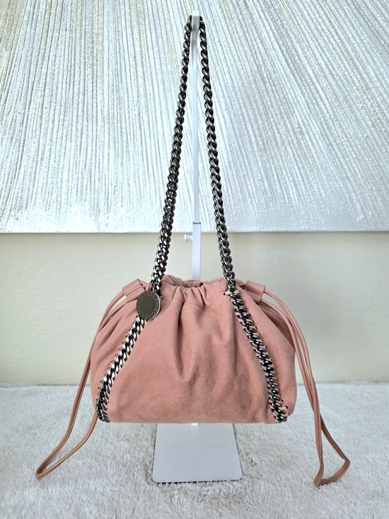 Stella McCartney Handbags - Rare Stella McCartney Falabella Coral Pink Silver Mini Drawstring Pouch Tote
